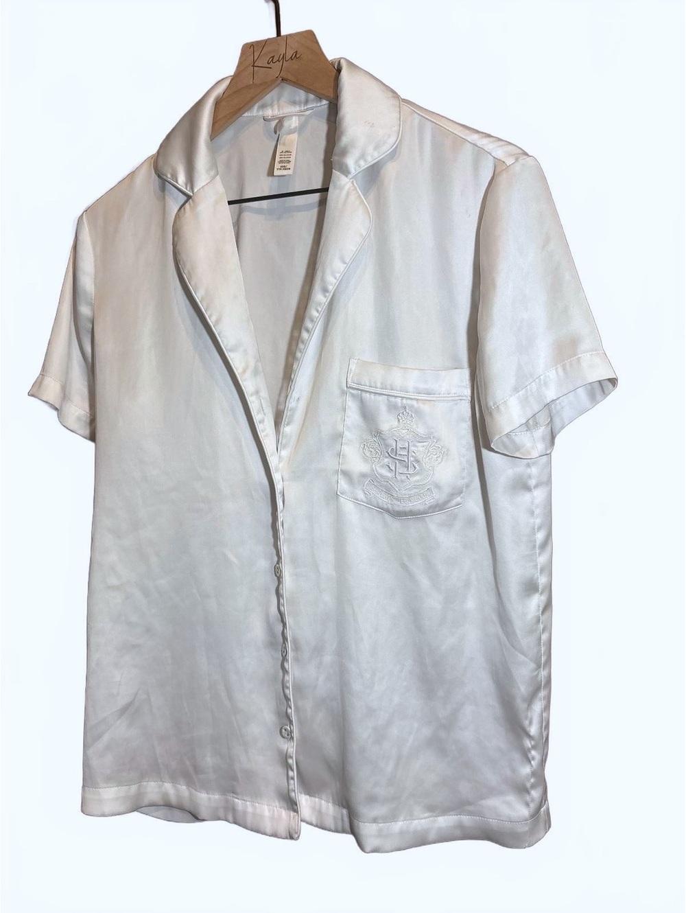 SKIMS Hotel - Shine Short Sleeve Button Up Lounge Sleep Top- XXS